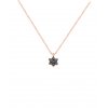 Celebrity Flower with black zircons, 14K rose gold
