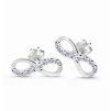 Infinity stud earrings in white gold with zircons, 14K