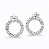 Women's earrings, studs with zircons, white 14K gold