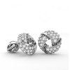 Earrings with an interwoven pattern with zircons in white gold, 14K