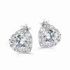 Subtle Heart earrings with zircons, 14K white gold