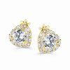 Subtle Heart earrings with zircons, 14K yellow gold