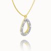 Delicate chain with a diamond drop-shaped pendant, 14K yellow gold