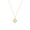 Gold necklace cross in a flower, 14K yellow gold
