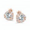 Subtle Heart earrings with zircons, 14K rose gold
