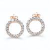 Women's earrings, studs with zircons, red 14K gold