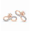 Infinity stud earrings in red gold with zircons, 14K