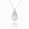 Elegant chain with pearl pendant made of 14K white gold