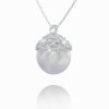 Elegant necklace with a pearl decorated with zircons, 14K