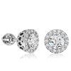 Women's stud earrings with zircons, 14K white gold