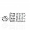 Stud earrings, zircon squares, 14K white gold