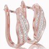 Elegant dangling earrings with diamonds, red 14K gold