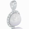 14K white gold pearl pendant