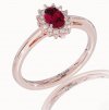Prsteň s briliantmi a rubínom v červenom zlate 14k