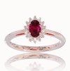 Prsteň s briliantmi a rubínom v červenom zlate 14k