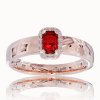 Prsteň s rubínom a briliantmi v červenom zlate14K