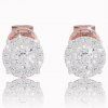 Subtle stud earrings with diamonds in red gold, 14K