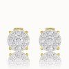 Delicate diamond stud earrings in yellow gold, 14K