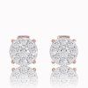 Delicate diamond stud earrings in red gold, 14K