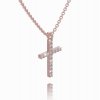 Chain with cross pendant, 14K rose gold