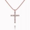 Chain with cross pendant, 14K rose gold