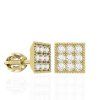 Stud earrings, zircon squares, 14K yellow gold