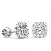 Square stud earrings with zircons, 14K white gold