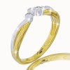 Zlatý prsteň Sabrina s bielymi zafírmi v bielo-žltom zlate 14K