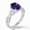 Zlatý prsteň s ametystom a bielymi zafírmi v bielom zlate R34410b-S
