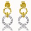 Zlaté náušnice s bielymi zafírmi EA3756zb-S