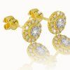 Stud earrings with white sapphires, 14K yellow gold