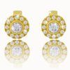 Stud earrings with white sapphires, 14K yellow gold