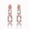 Delicate earrings with white sapphires in red gold, 14K