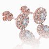 Stud earrings with white sapphires, red 14K gold