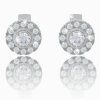 Stud earrings with white sapphires, 14K white gold
