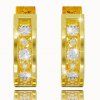 Women's dangling earrings with white sapphires, 14K yellow gold