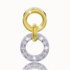 Prívesok v tvare krúžkov s bielymi zafírmi z 14K žltobieleho zlata