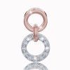 Ring-shaped pendant with white sapphires in 14K white and rose gold