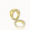 Ring-shaped pendant with white sapphires in 14K yellow gold