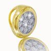 14K yellow gold circle pendant with white sapphires