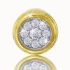 14K yellow gold circle pendant with white sapphires