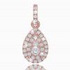 Teardrop pendant with white sapphires in 14K rose gold