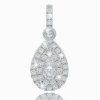 Teardrop-shaped pendant with white sapphires in 14K white gold