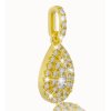 Prívesok v tvare slzy s bielymi zafírmi zo žltého zlata14K