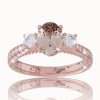 Luxusný diamantový prsteň s morganitom v červenom zlate 14K
