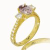 Luxusný diamantový prsteň s morganitom v žltom zlate 14K