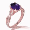 Diamantový luxusný prsteň s ametystom v červenom zlate 14K
