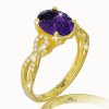 Diamantový luxusný prsteň s ametystom v žltom zlate 14K