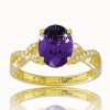 Diamantový luxusný prsteň s ametystom v žltom zlate 14K