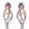 Elegant diamond stud earrings in 14K gold combination